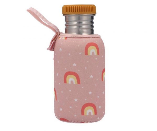 BOTELLA ACERO CON FUNDA ARCOIRIS ROSA 500ML