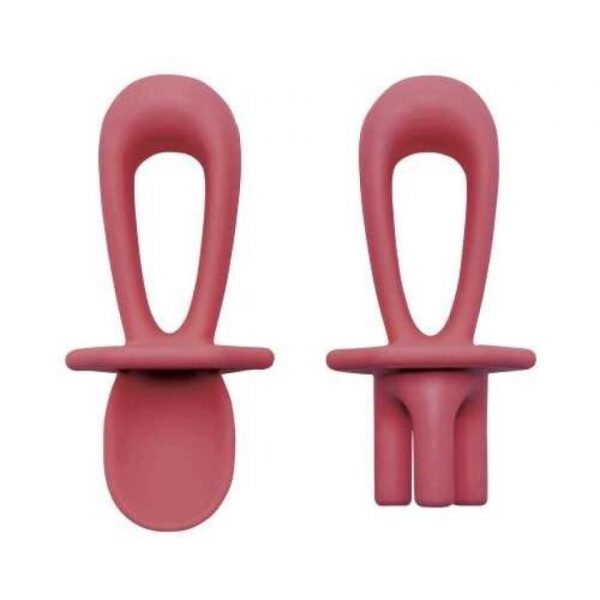 CUBIERTOS DE ENTRENAMITO SILICONA BURDEOS