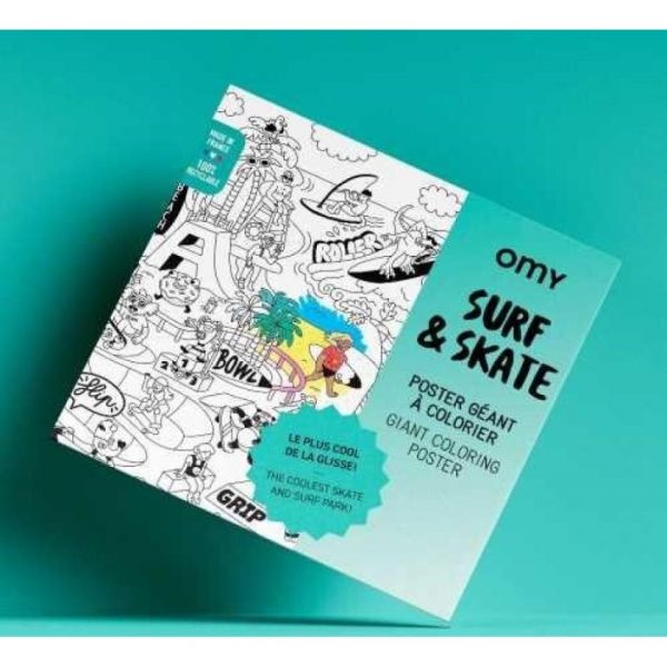 POSTER XL OMY SURF & SKATE  PARA COLOREAR 100x70cm