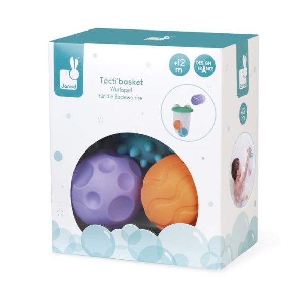 CANASTA CON PELOTAS SENSORIALES PARA EL BAÑO