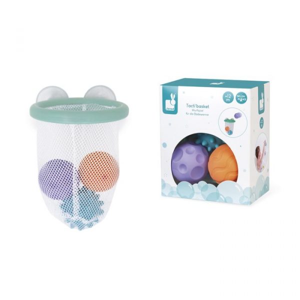 CANASTA CON PELOTAS SENSORIALES PARA EL BAÑO