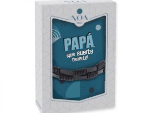 PULSERA DE PIEL TRIBAL NEGRA PAPÁ QUE SUERTE TENER
