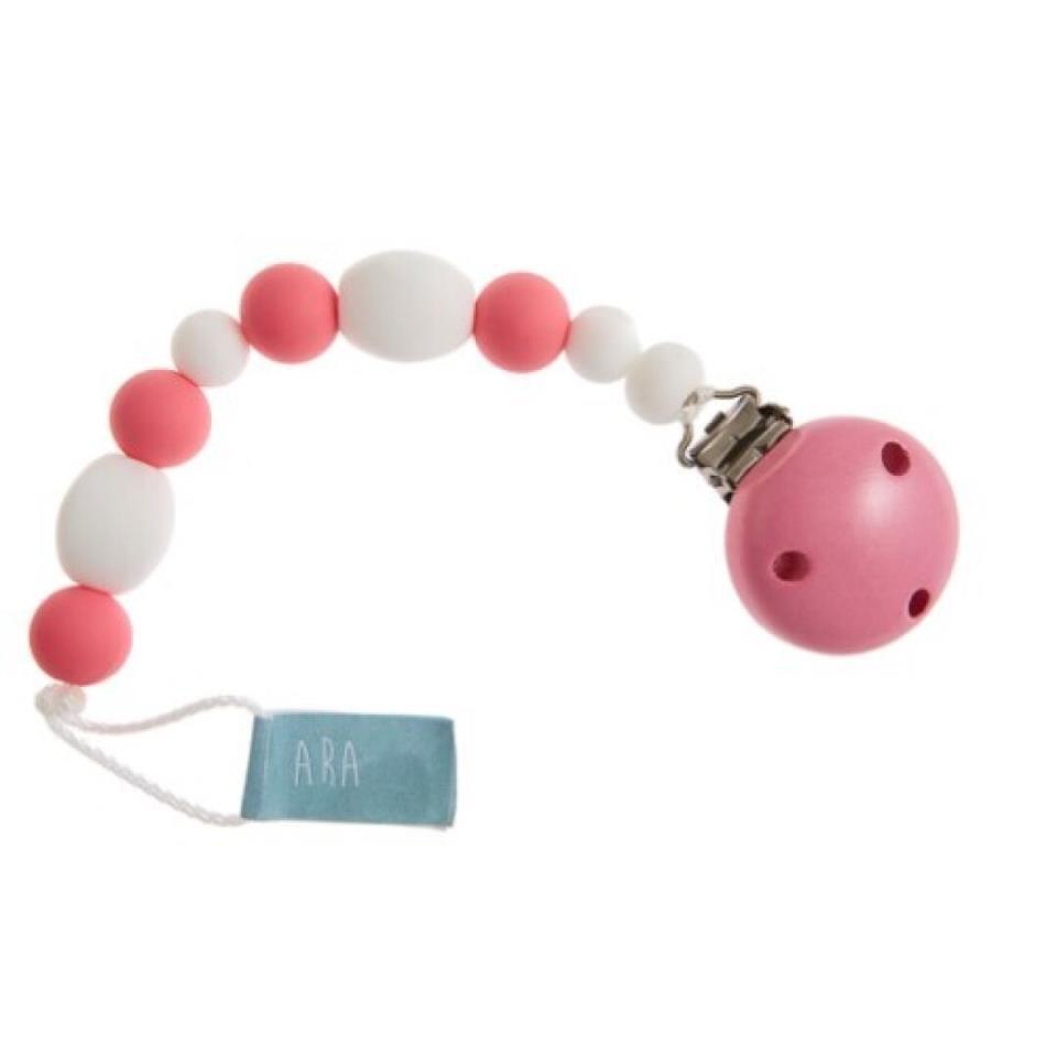 CHUPETERO DE SILICONA CON CLIP DE MADERA Color ARA