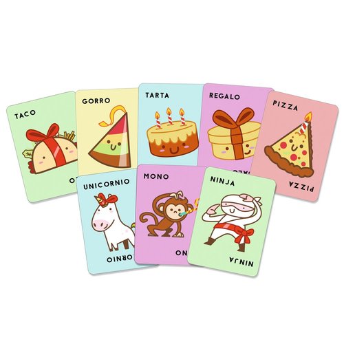 JUEGO DE CARTAS TACO,GORRO,TARTA,REGALO,PIZZA - Imagen 3