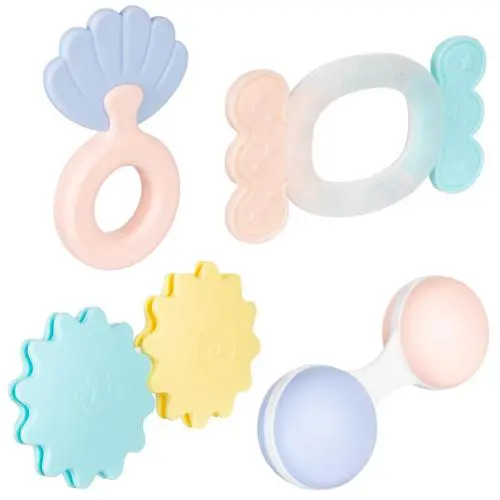 Pack regalo de sonajeros y mordedores Pastel