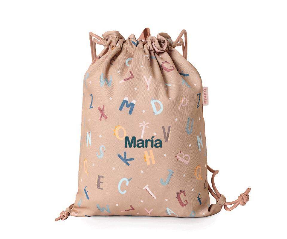 MOCHILA SACO TELA FUNNY LETTERS