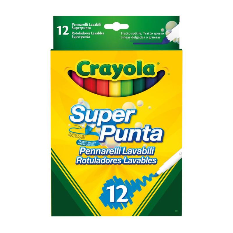 ROTULADORES CRAYOLA SUPER PUNTA LAVABLE 12 COLORES
