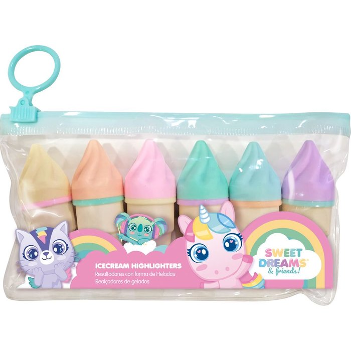 SUBRAYADORES CON FORMA DE HELADO UNICORNIO