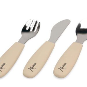 CUBIERTOS ACERO INOXIDABLE SILICONA BEIGE