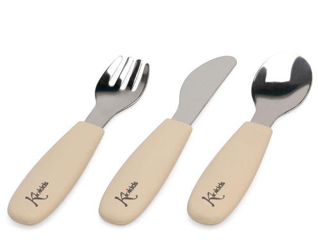 CUBIERTOS ACERO INOXIDABLE SILICONA BEIGE