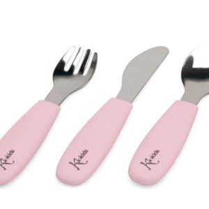 CUBIERTOS ACERO INOXIDABLE SILICONA ROSA