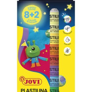 PLASTILINA JOVI 8 COLORES   2 COLORES FOSFOESCENTE