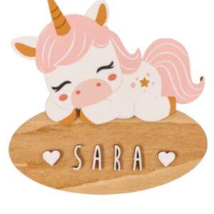 PLACA UNICORNIO DORMIDO CON KIT DE LETRAS
